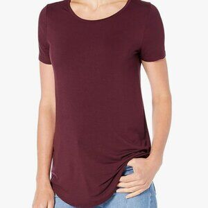 Short Sleeve Maroon Scoop Neck Tunic